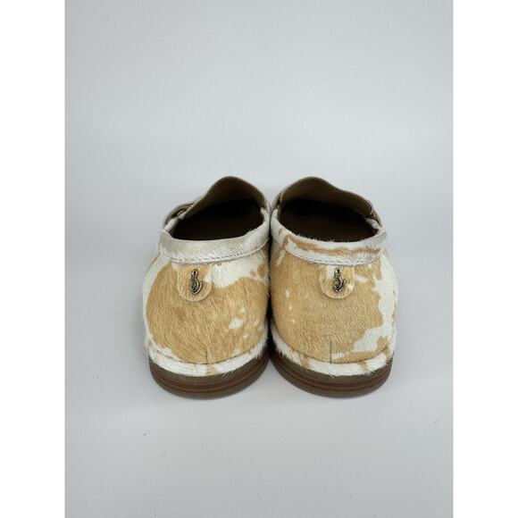 Sam Edelman Women’s Birch Penny Loafers 7.5 Ivory Brahma Calf Hair Cow Print - Picture 4 of 11